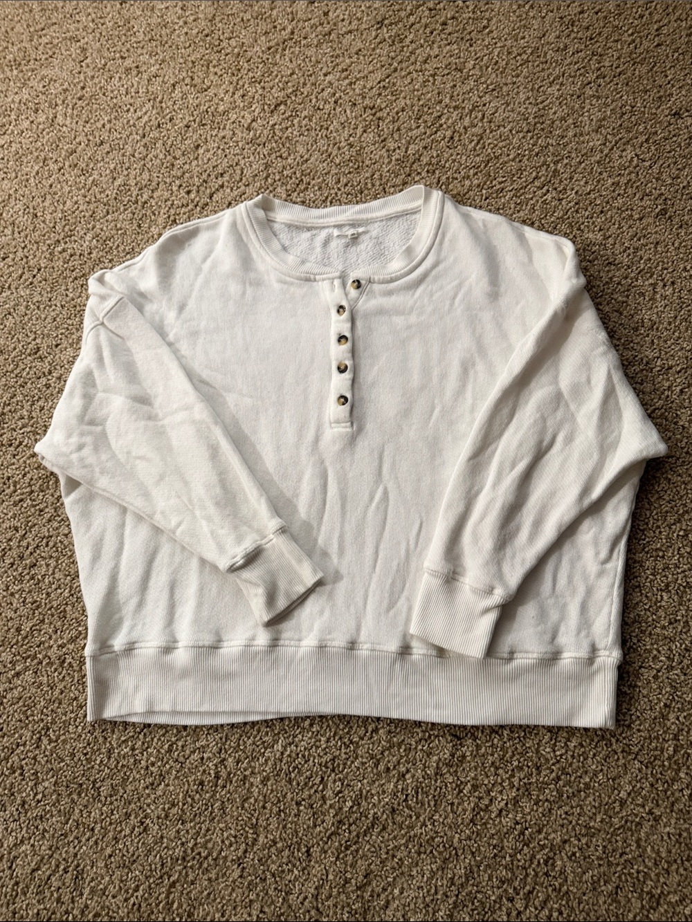 Women's White Button-Front Pullover Sweater